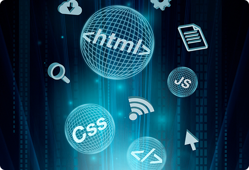 Developer working with HTML/CSS on a laptop